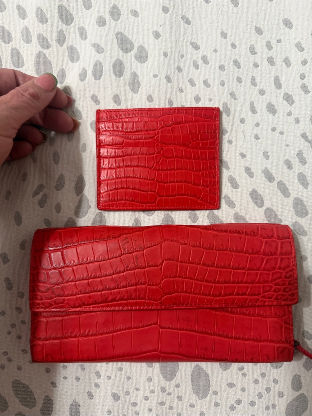 Bottega Veneta Red Croc-Embossed Leather Wallet and Cardholder